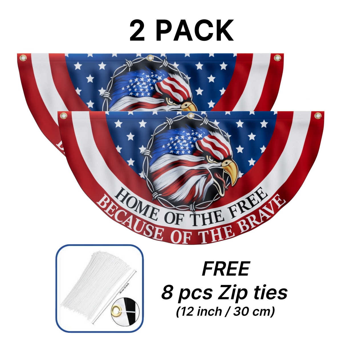 Patriotic Eagle Fan Flag - Home Of The Free Because Of The Brave Double-Sided Printed Flag CULT13FL