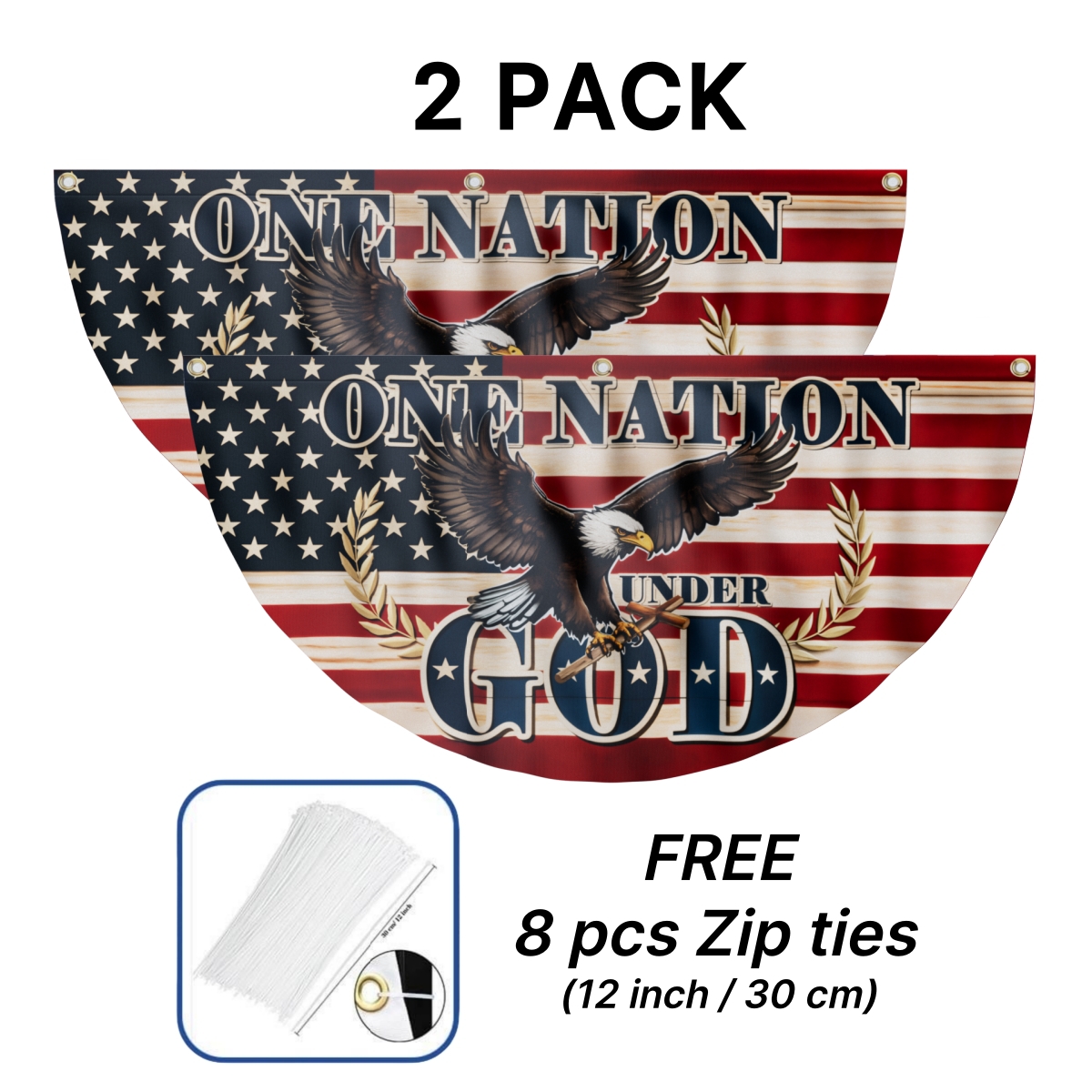 Soaring Patriotic Eagle Fan Flag - One Nation Under God Double-Sided Print Flag CULTQ9FD