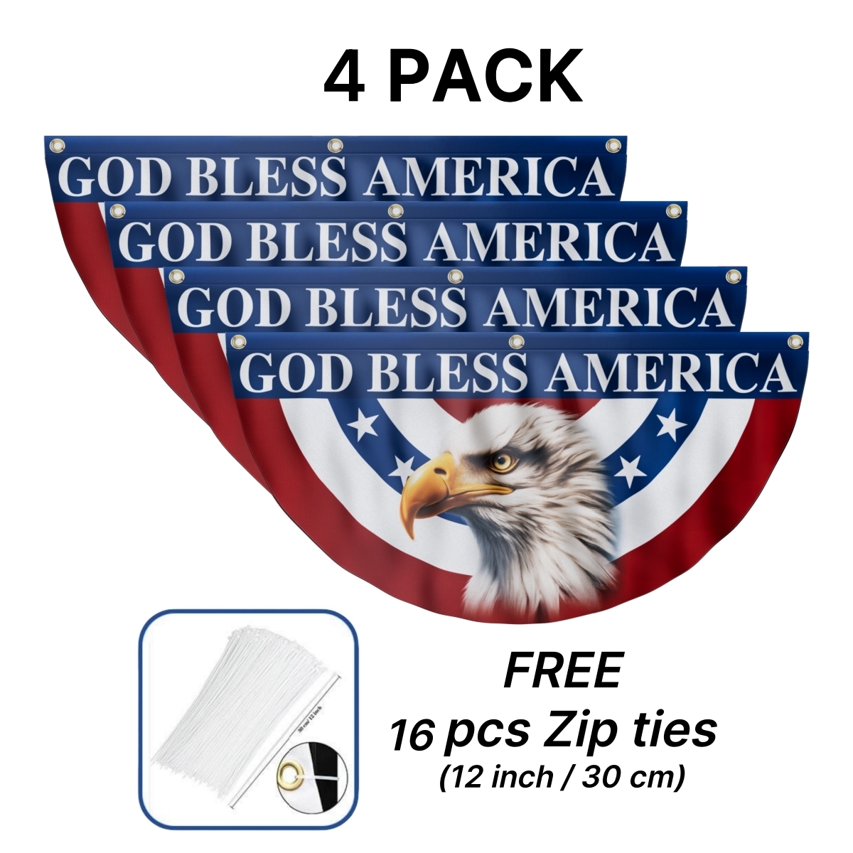 Patriotic Eagle Stars Fan Flag - God Bless America Double-Sided Printed Flag CULML45NFL