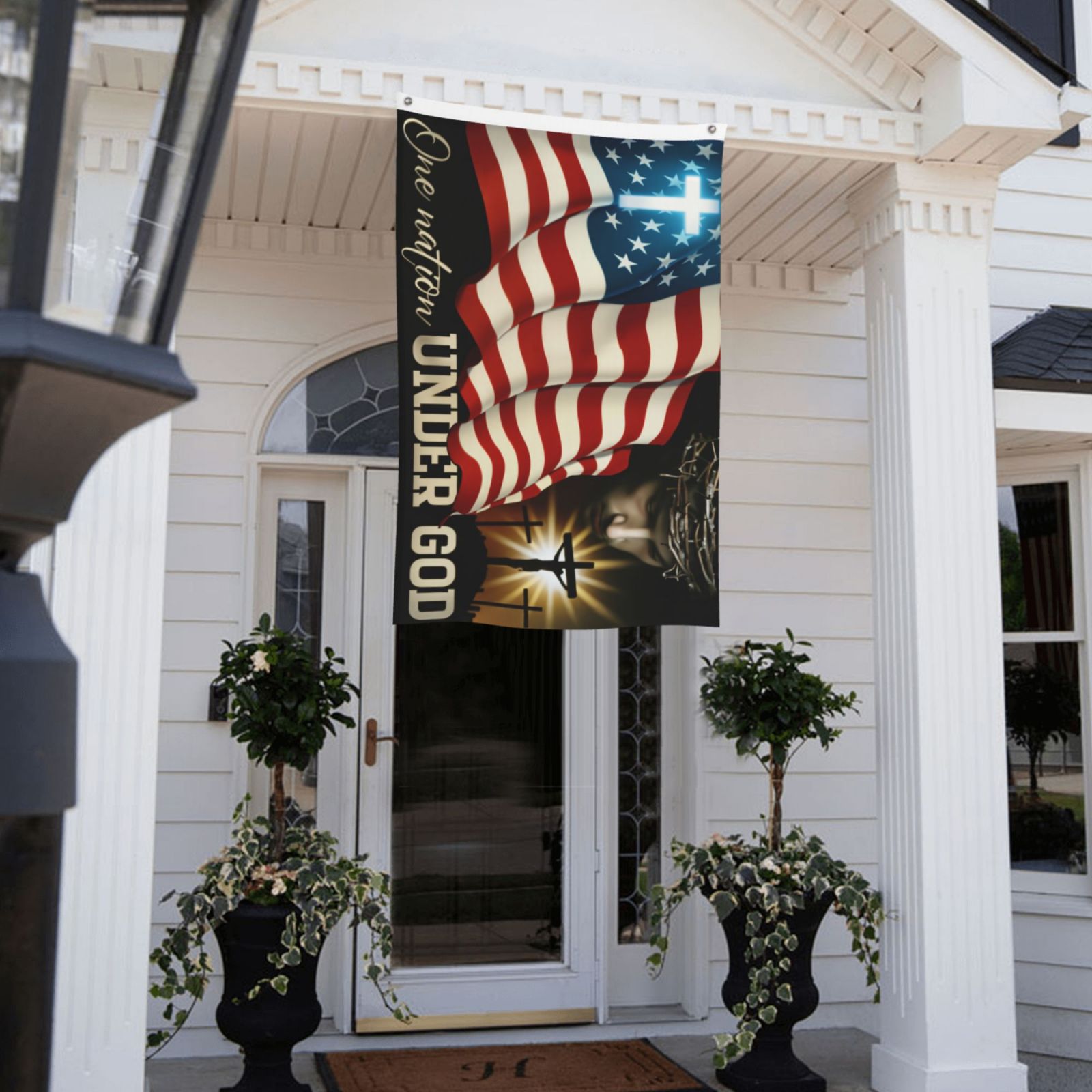 Jesus Christian Patriotic American Grommet Flag - One Nation Under God CTPT355GF