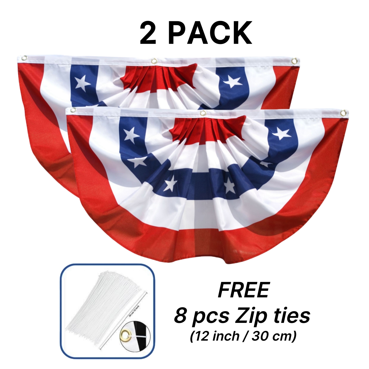 American Pleated Fan Flag USA Patriotic Half Fan Bunting Flag - 4th of July Decorations