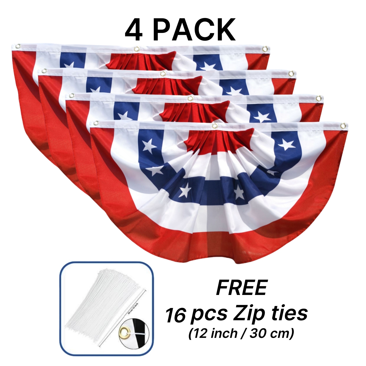 American Pleated Fan Flag USA Patriotic Half Fan Bunting Flag - 4th of July Decorations