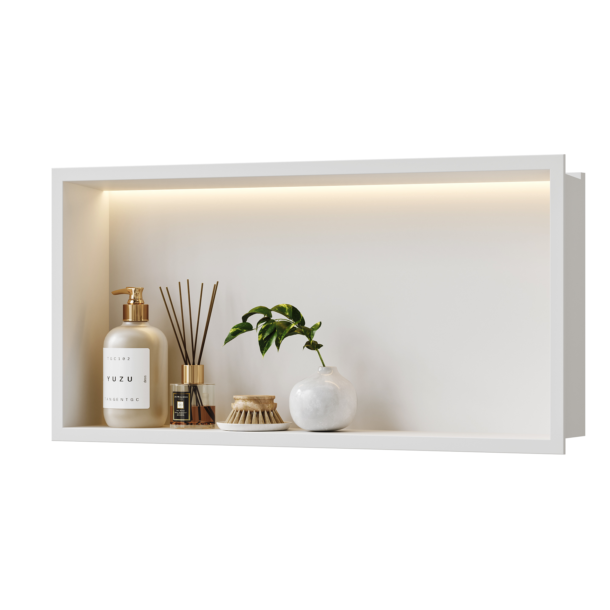 Neohomee 18x12 Wall Niche with LED Light Strips, White Shower Niche Cabinet, Stainless Steel Bathroom Shelf, NO Tile Needed Recessed Niche Storage Organizer