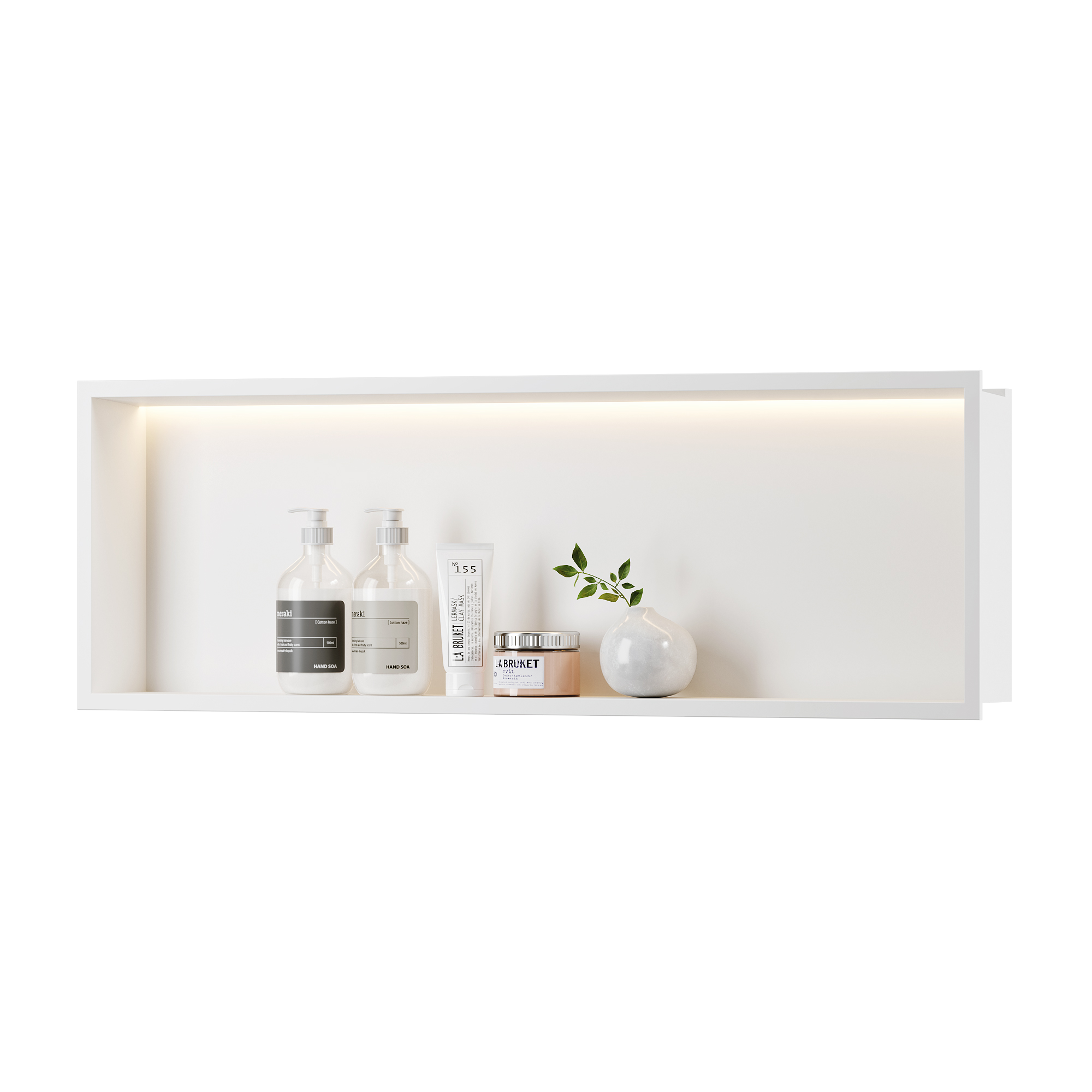 Neohomee 18x12 Wall Niche with LED Light Strips, White Shower Niche Cabinet, Stainless Steel Bathroom Shelf, NO Tile Needed Recessed Niche Storage Organizer