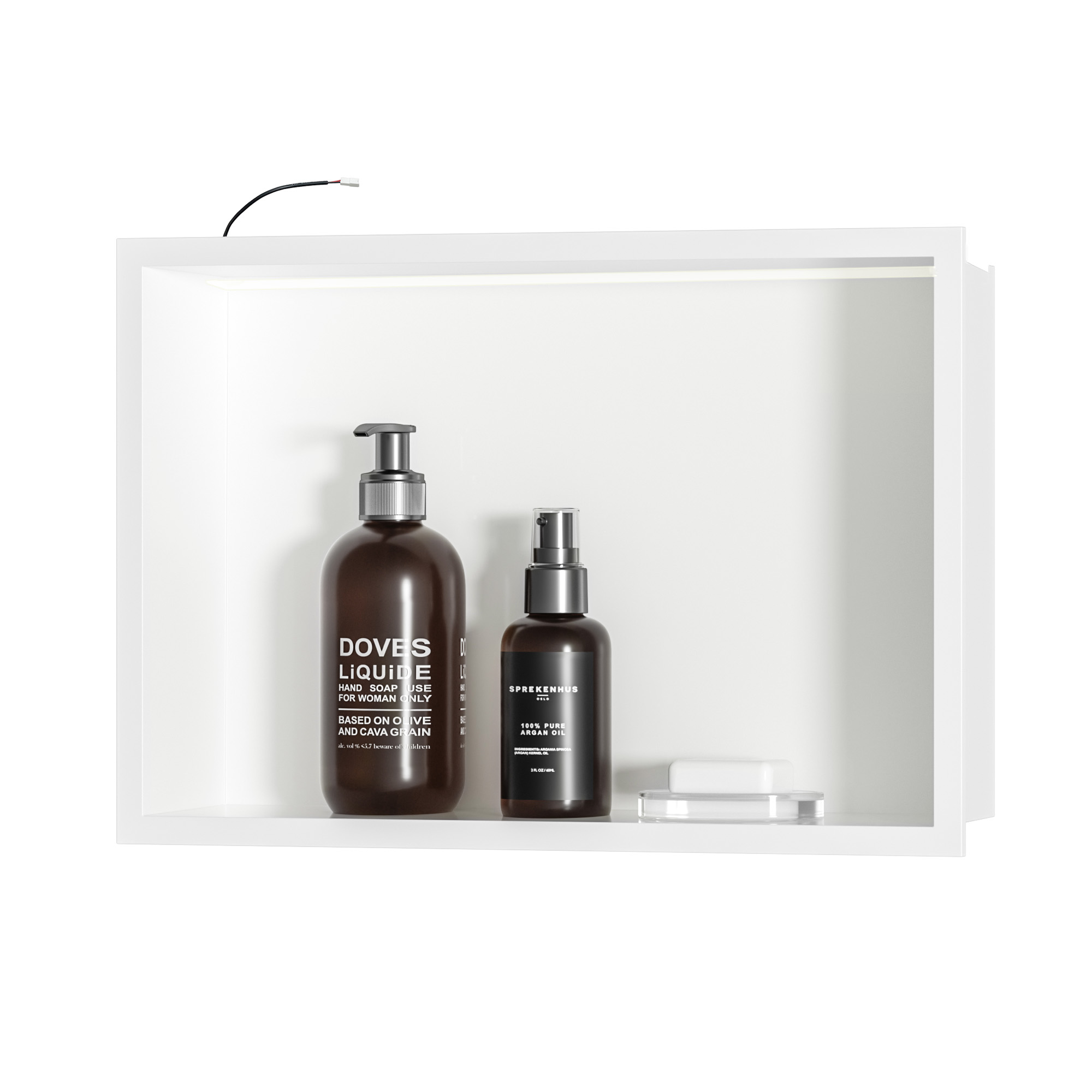 Neodrain LED Tube Wall Niche, 24"X12" Matte Black Wall Niche, Stainless Steel Bathroom Niche with Led Light, Recessed Shower Niche Cubby for Shampoo Over Mount Installation, NO Tile Needed