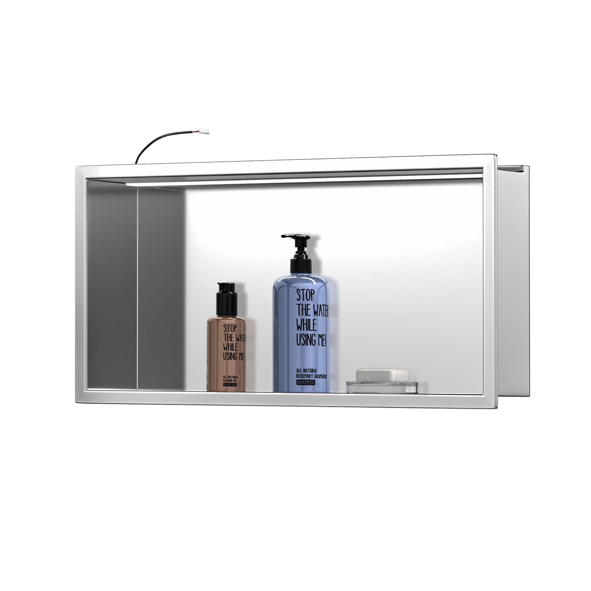 Neodrain LED Tube Wall Niche, 24"X12" Matte Black Wall Niche, Stainless Steel Bathroom Niche with Led Light, Recessed Shower Niche Cubby for Shampoo Over Mount Installation, NO Tile Needed