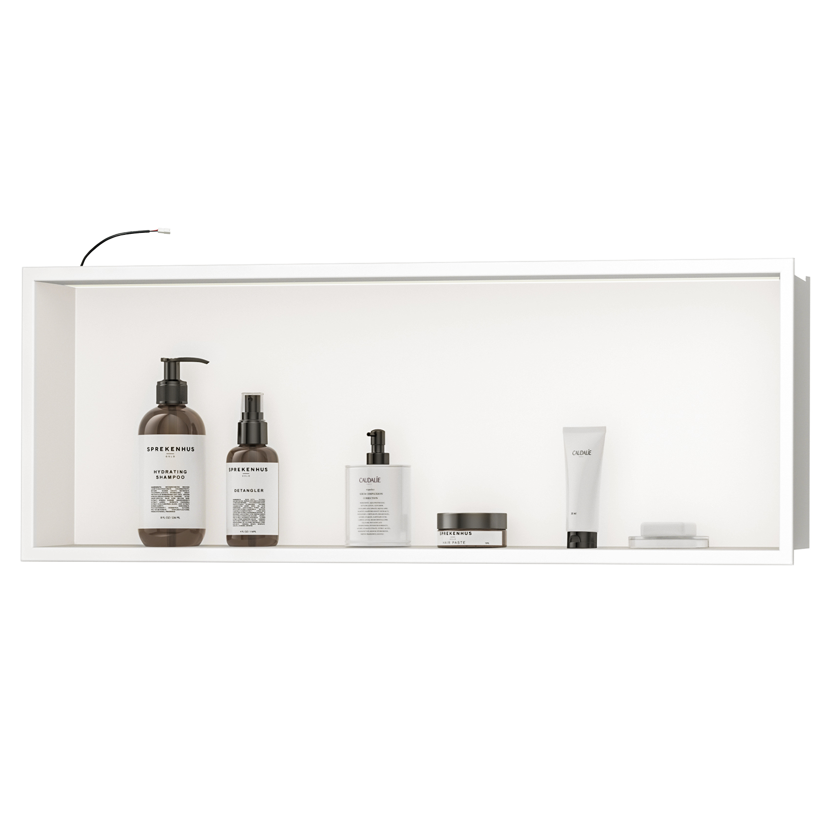 Neodrain LED Tube Wall Niche, 24"X12" Matte Black Wall Niche, Stainless Steel Bathroom Niche with Led Light, Recessed Shower Niche Cubby for Shampoo Over Mount Installation, NO Tile Needed