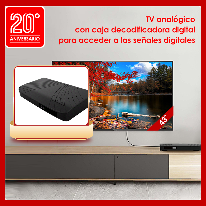 COMBO TV analógico 43" pulgadas & Caja Decodificadora ATEC DTMB TV digital HD-TH24