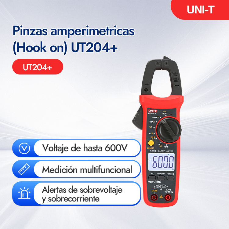 Pinzas amperimetricas (Hook on) UT204+