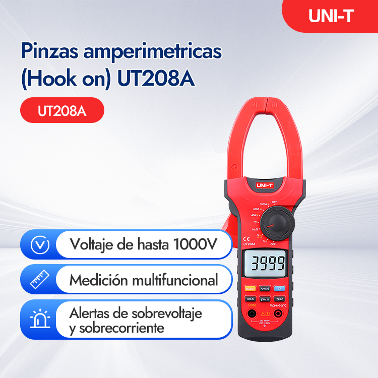 Pinzas amperimetricas (Hook on) UT208A