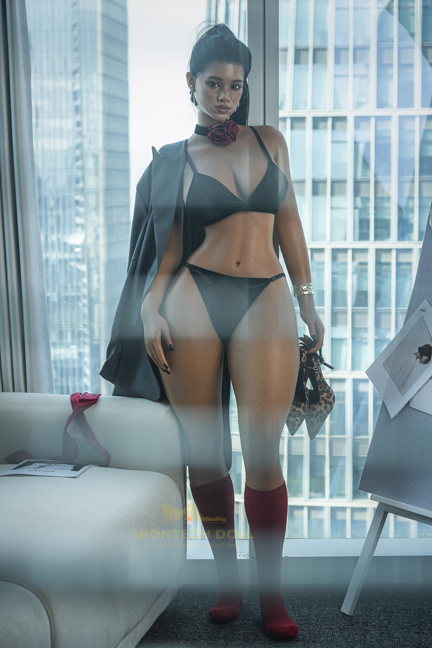 Irontech | Kenya Boss - 5ft5 /164cm Fashion Editor Black Silicone Sex Doll