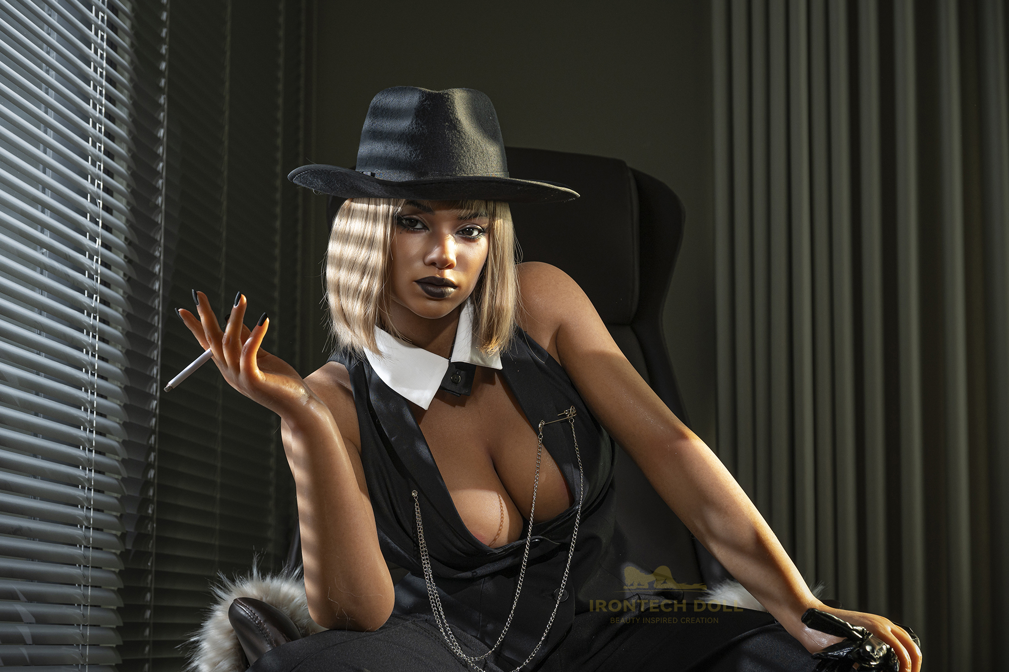 Irontech | Tyra - 5ft5 /164cm Mafia Boss Black Silicone Sex Doll