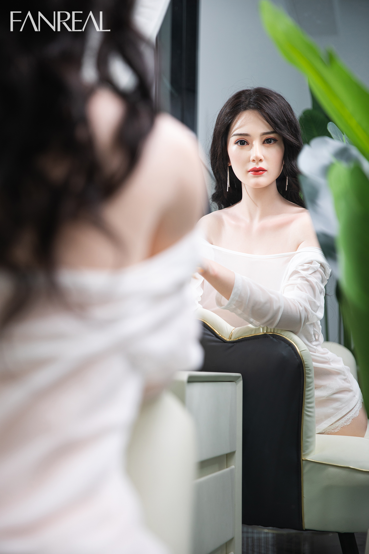 FanReal | Black Hair G-Cup Tanned Petite Sex Doll Torso for Men-Ling