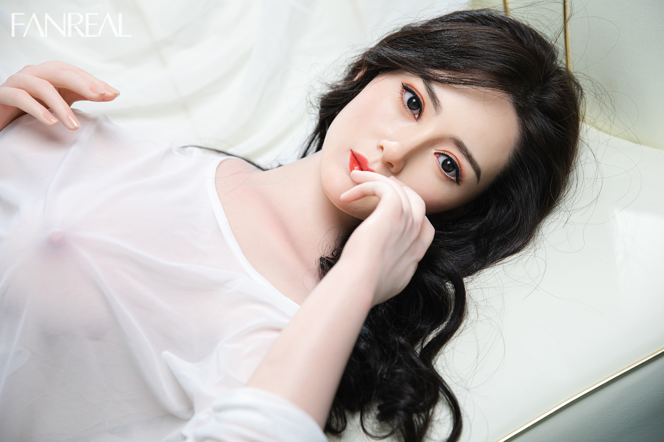 FanReal | Black Hair G-Cup Tanned Petite Sex Doll Torso for Men-Ling