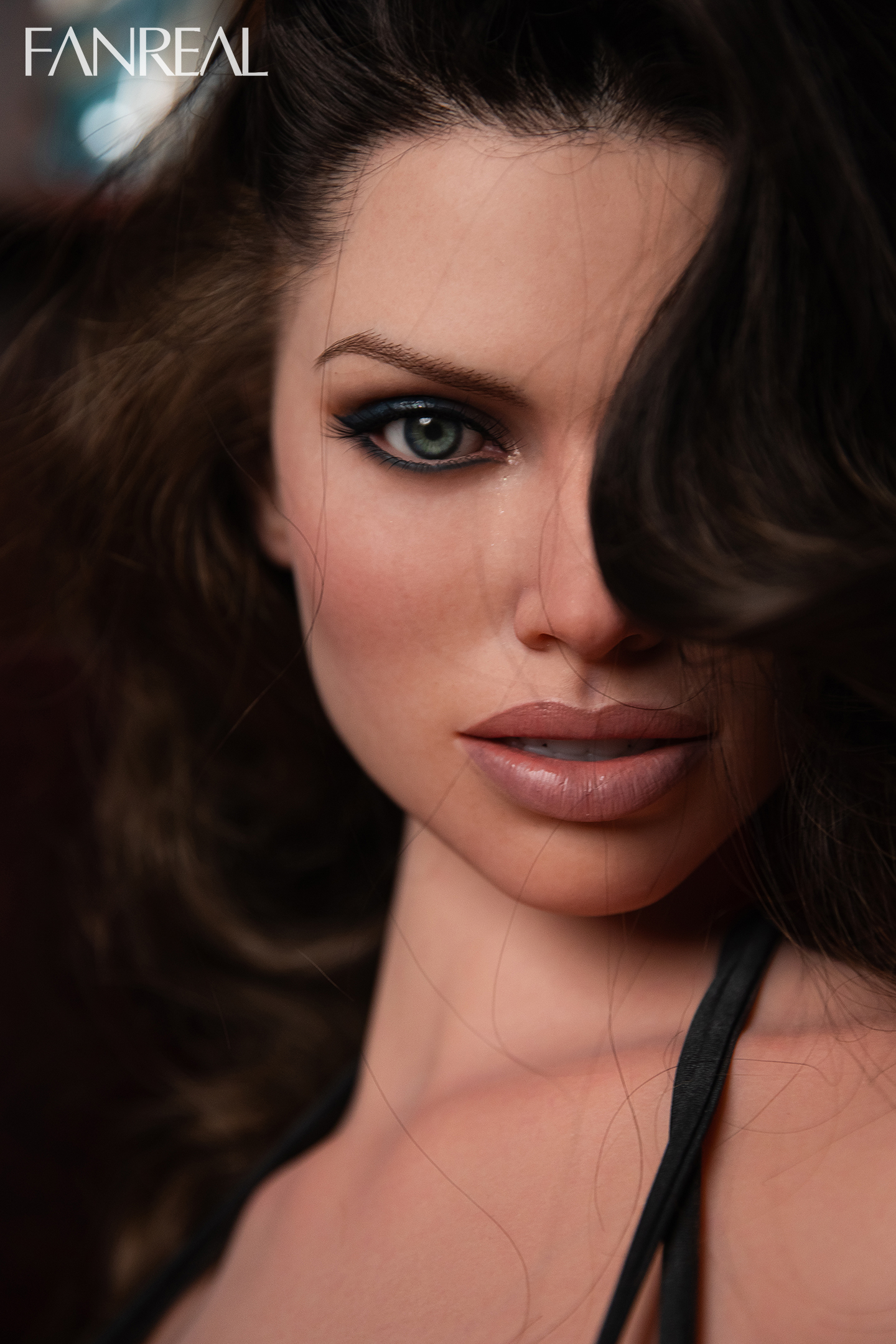 FanReal | Black Hair G-Cup Tanned Petite Sex Doll Torso for Men-Kelly