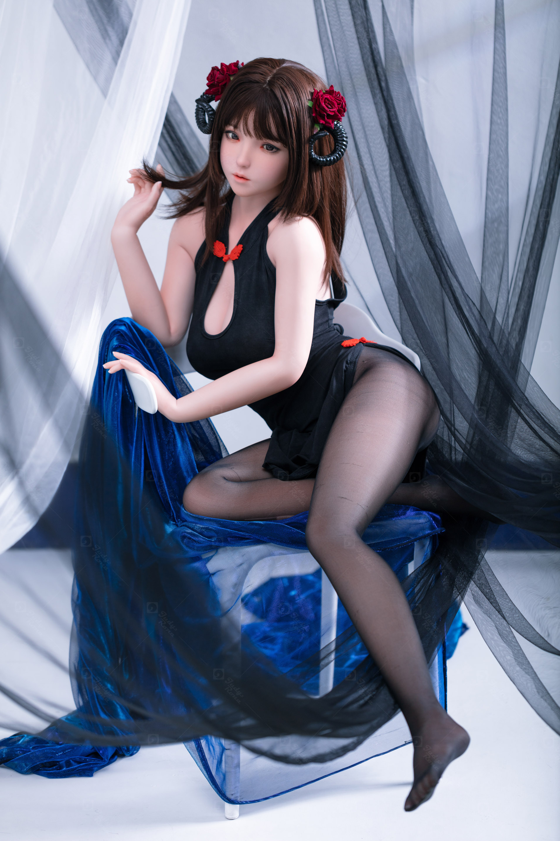 JR | Kiko - 4Ft 10(148cm) Japanese Black Devil Silicone Sex Doll 