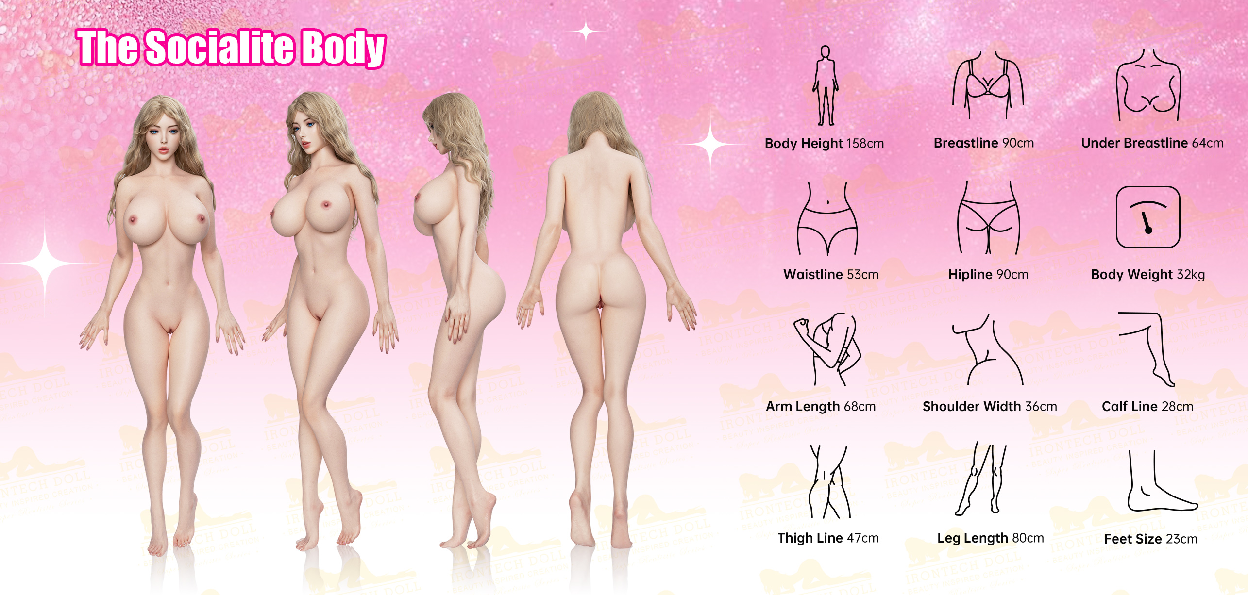 Irontech Doll 158BA Body Details full silicone body specifications