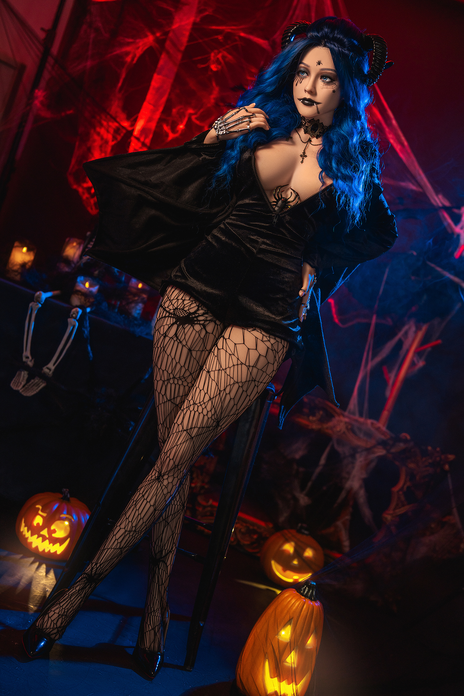 Qurell - 5ft 5/164cm Full Silicone Halloween Sex Doll With Option To Add 3 In 1