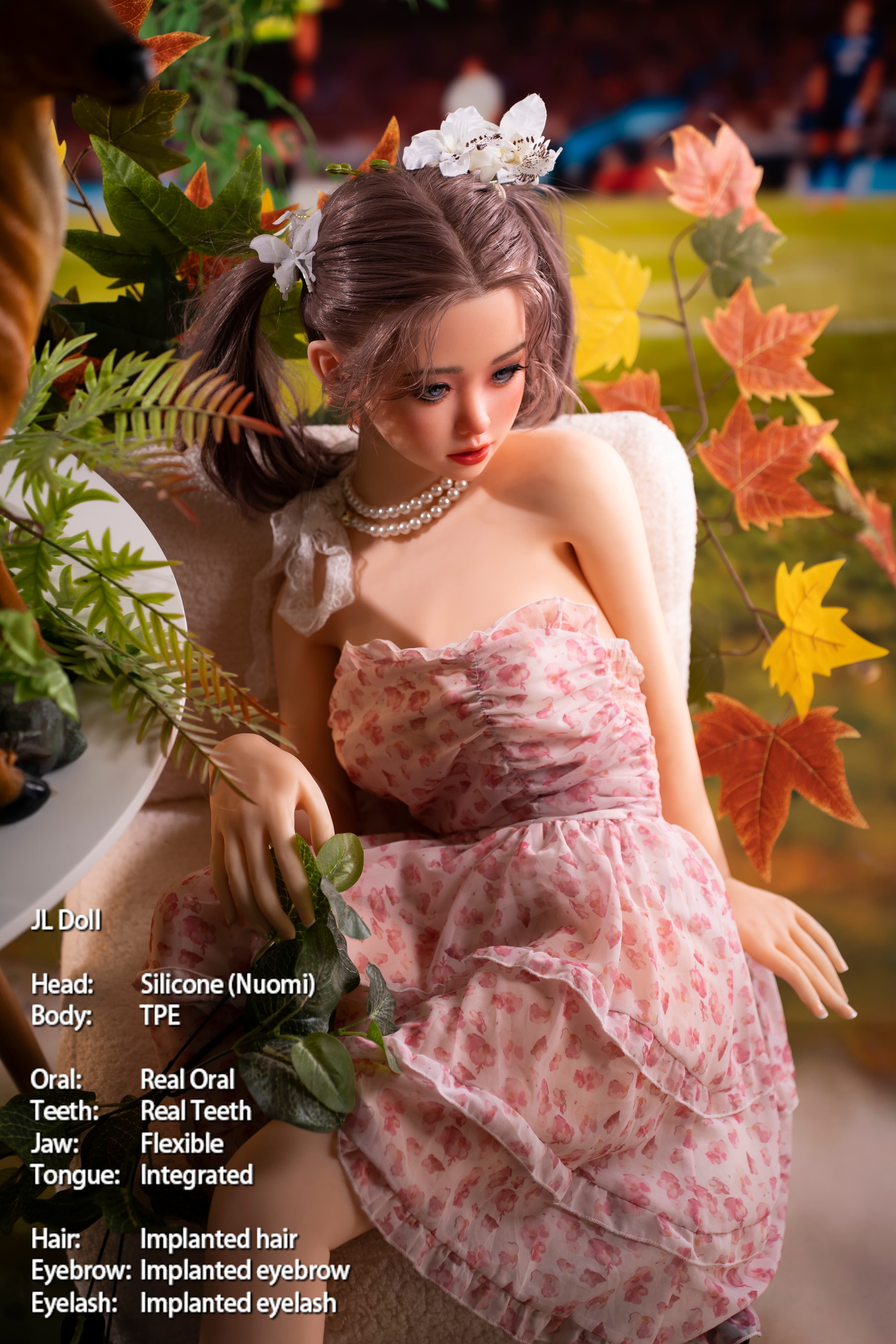 Jarliet | Nuomi 4ft6/140cm Pigtails Lovely Silicone head Sex Doll in flower clothes