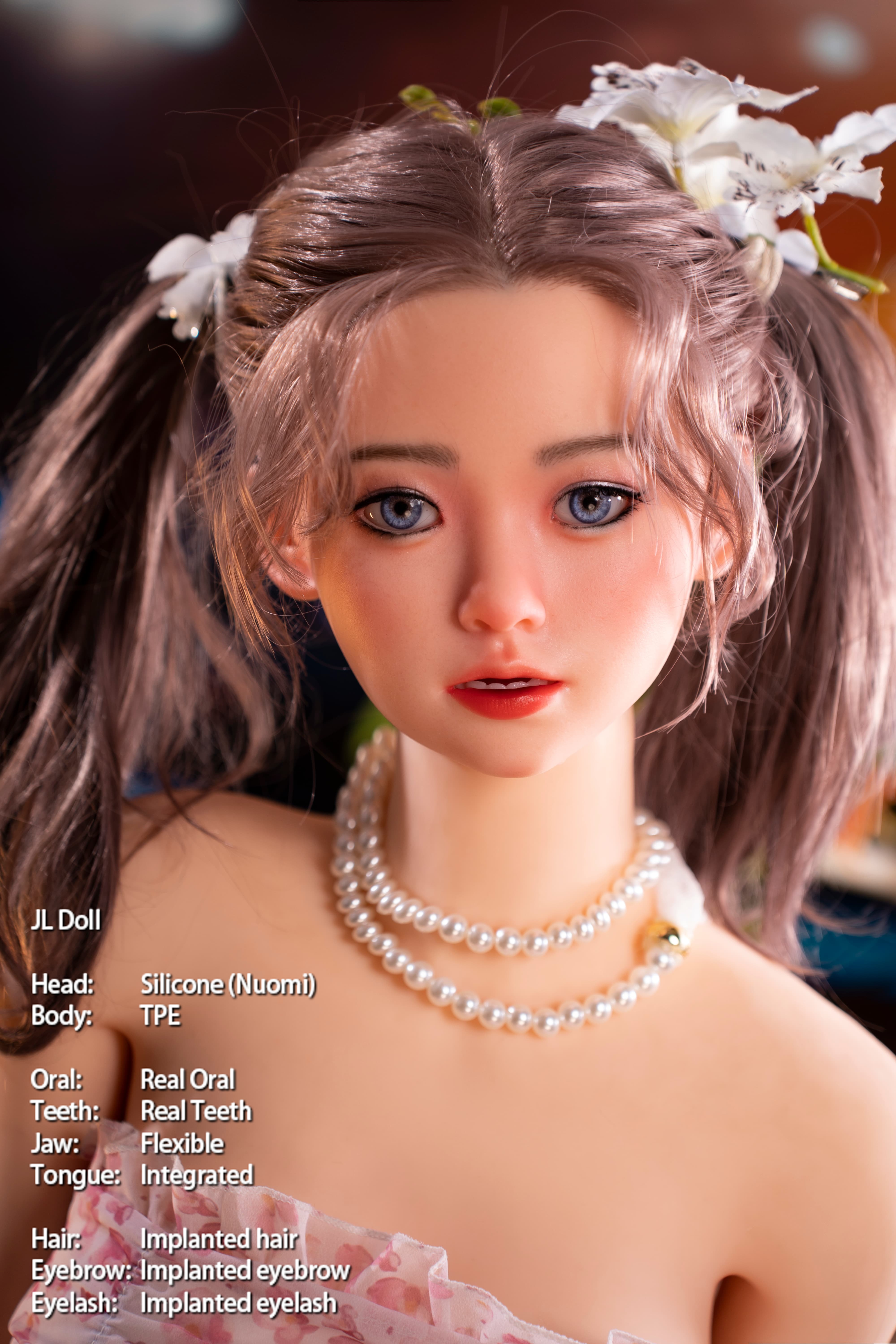 Nuomi realistic sex doll face with pigtails hair
