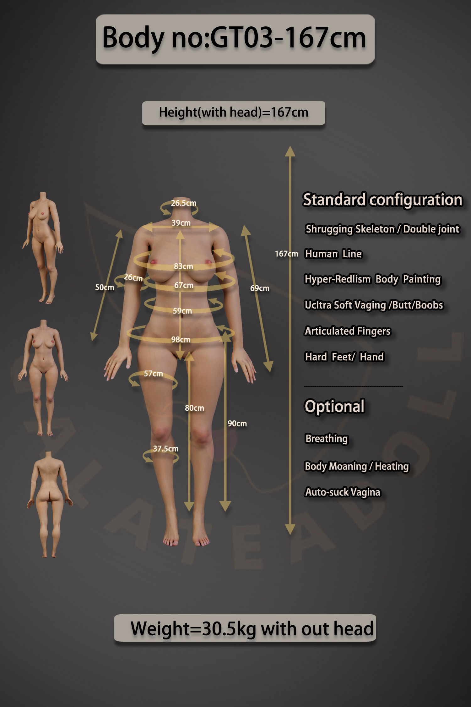 GT DOLL | Juniper-167cm(5ft6) ROS Full Silicone Medium Breast Sex Doll