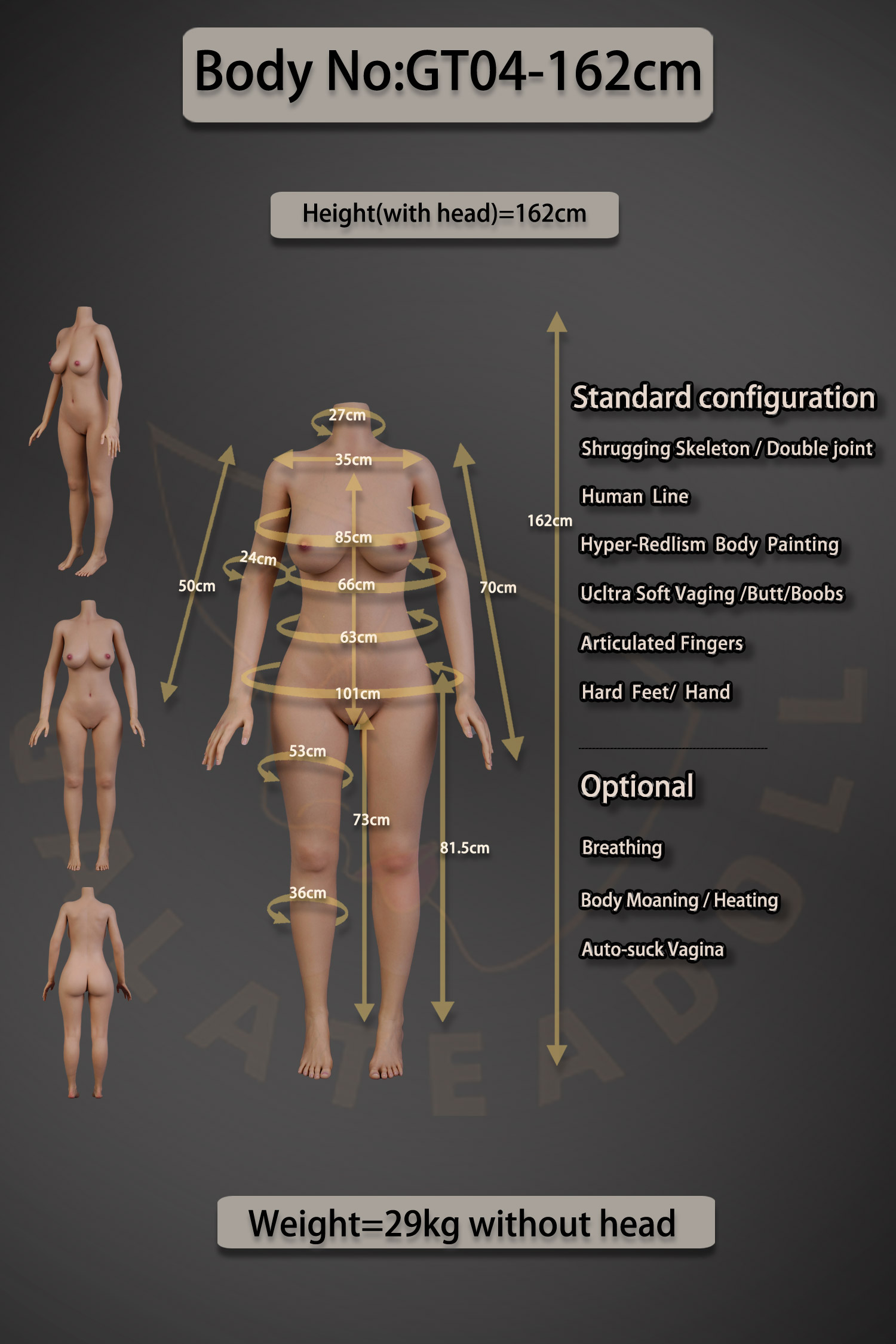 GT DOLL | Seraphina-162cm(5ft4) ROS Full Silicone Medium Breast Sex Doll