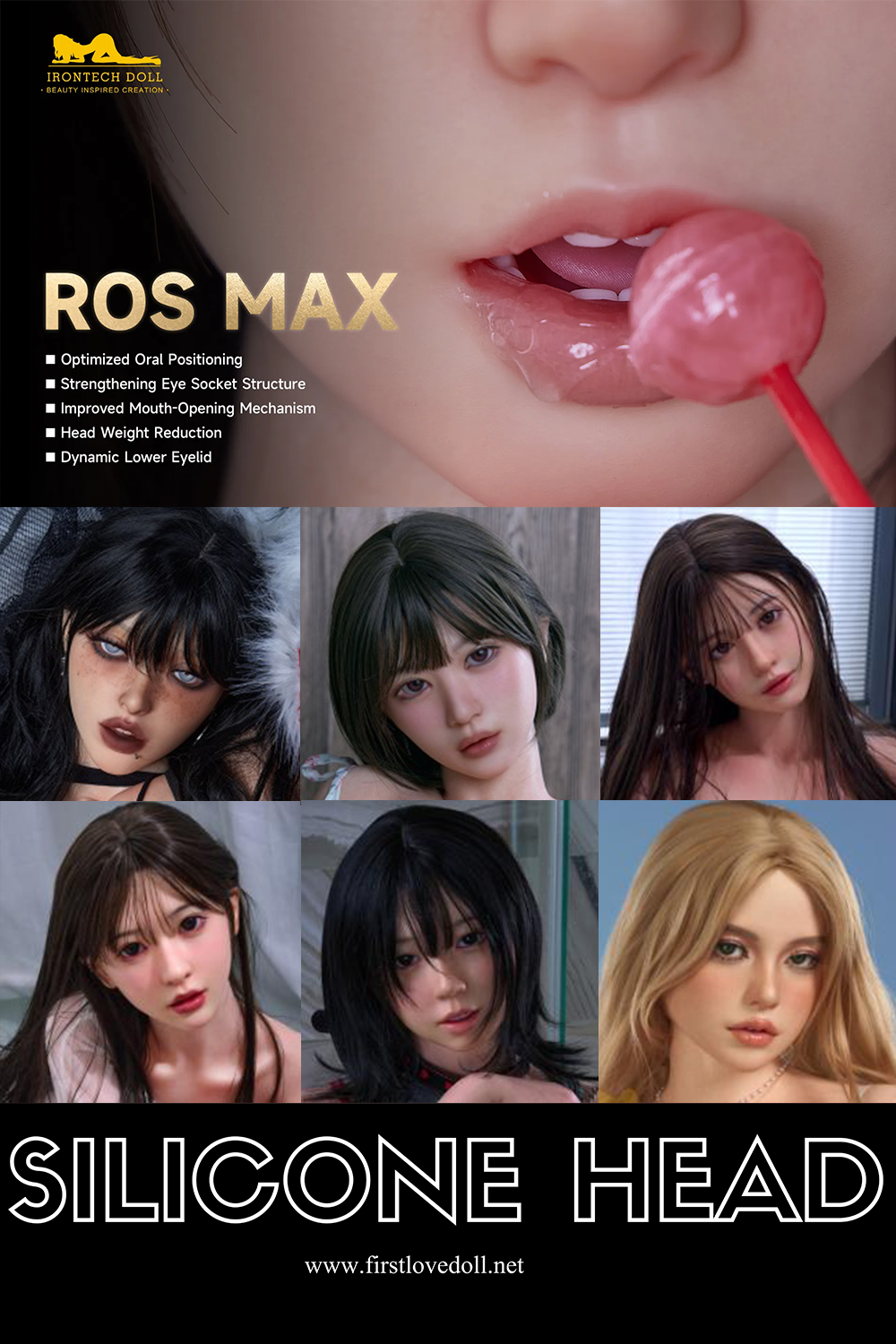 RealLady&Irontech丨ROS MAX- Silicone oral sex doll head - Silicone Head Only