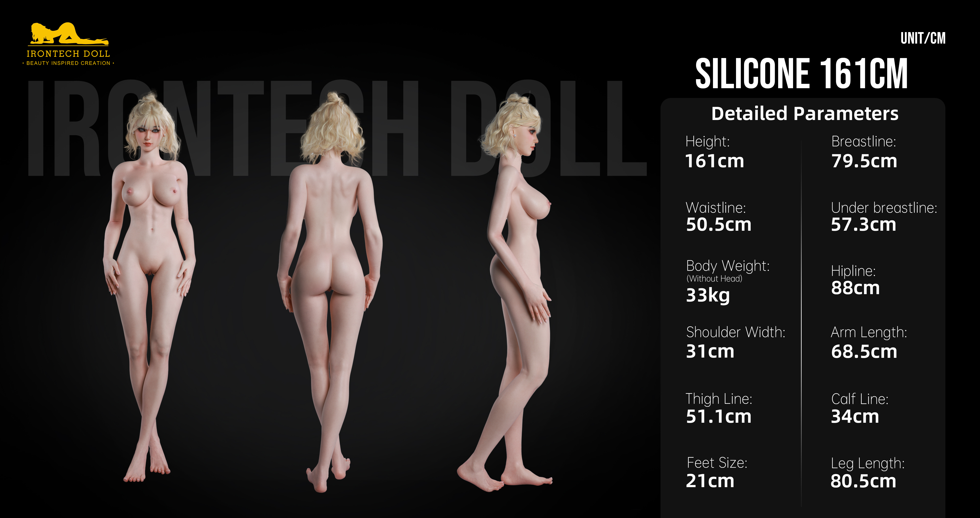 Irontech Doll Silicone 161cm full silicone body specifications