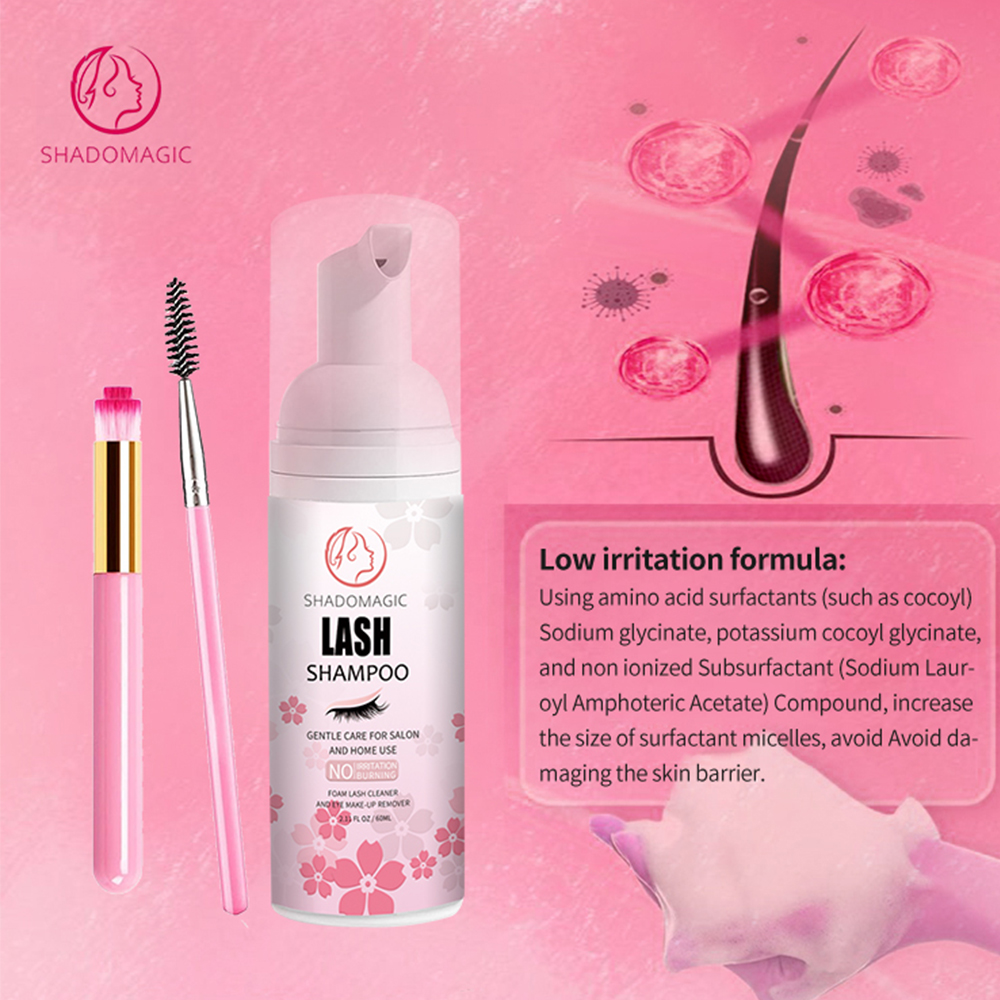 1 pc 60ml Amazon New Release Refreshing Gentle Eyelash Extensions Cleansing Mousse No Residue Non-Irritating Foam Treatment
