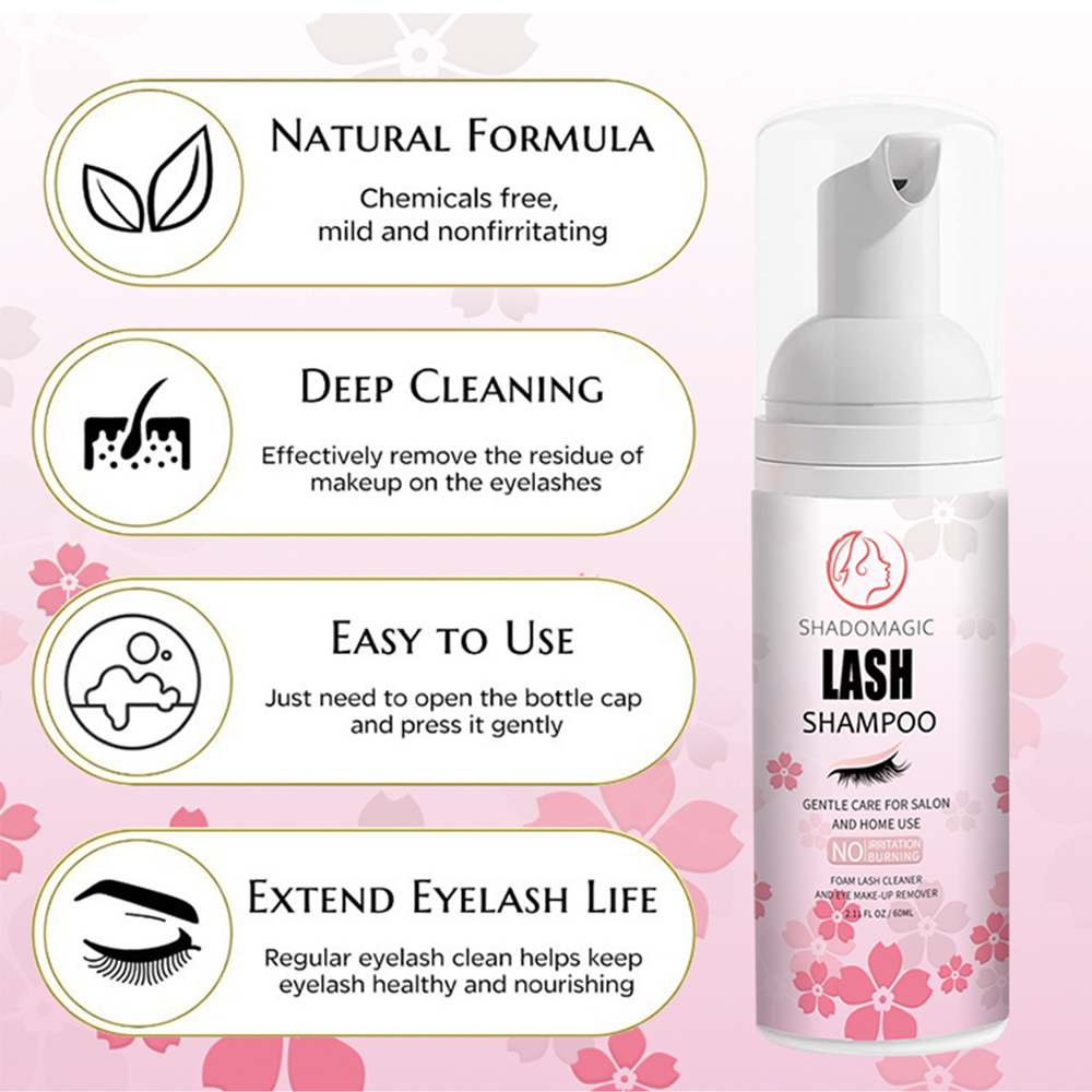 1 pc 60ml Amazon New Release Refreshing Gentle Eyelash Extensions Cleansing Mousse No Residue Non-Irritating Foam Treatment