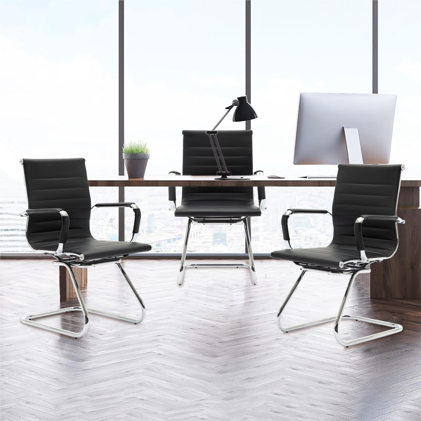 Rhombic Office Guest Chair Metal Base for Conference room
