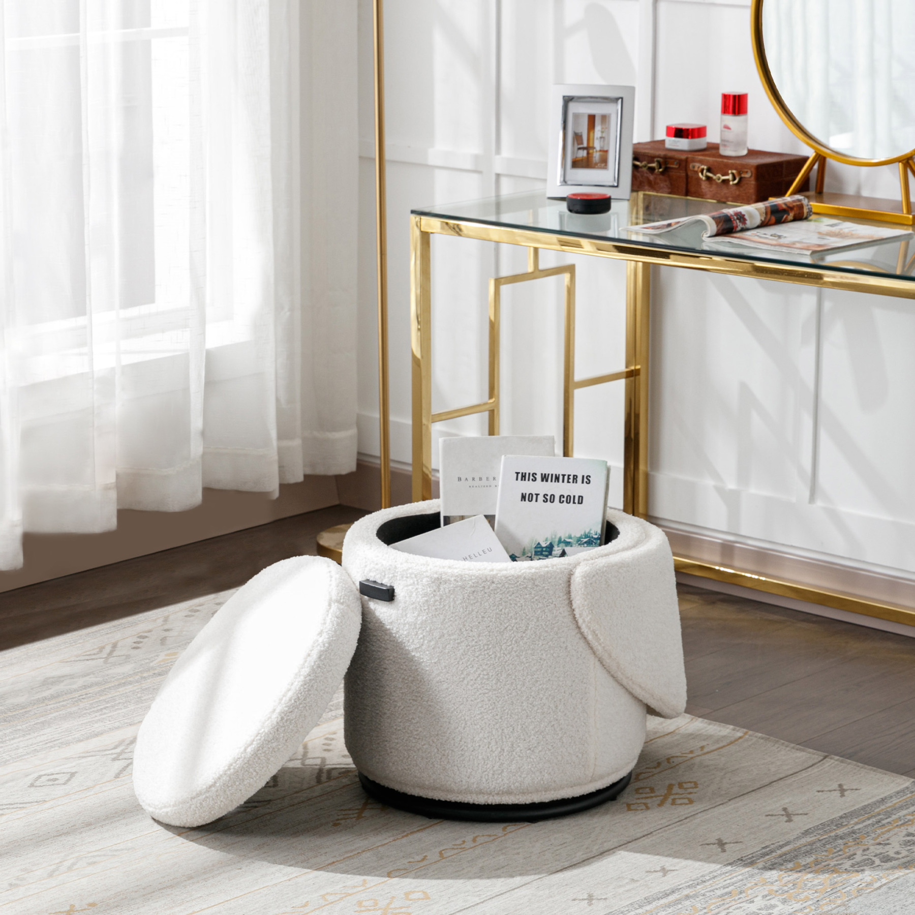 Round Storage Swivel Chair