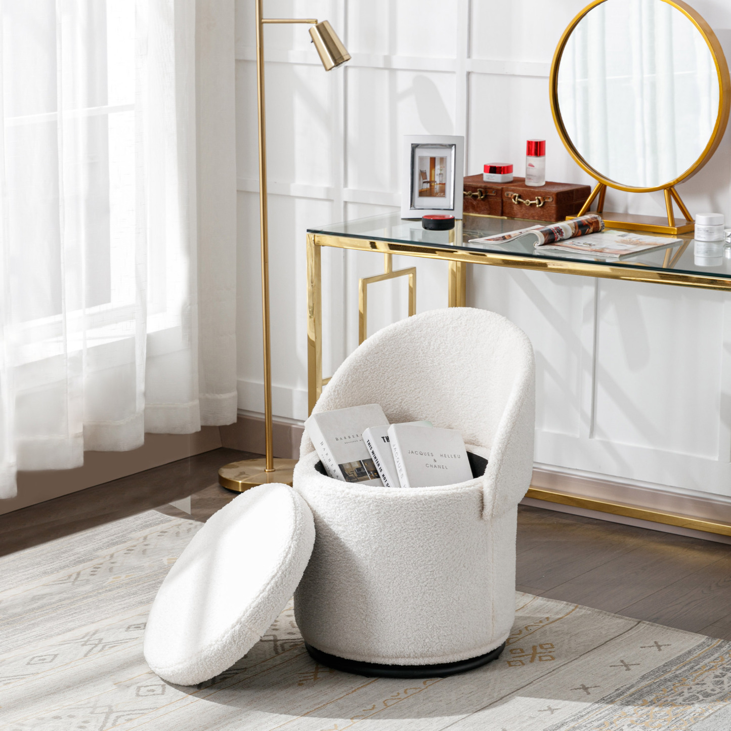 Round Storage Swivel Chair