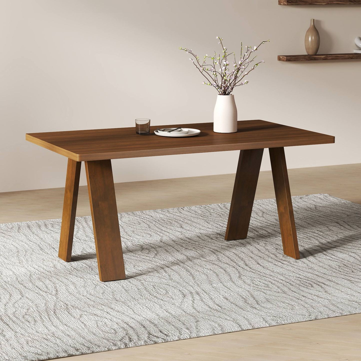Cross Wooden Dining Table Set
