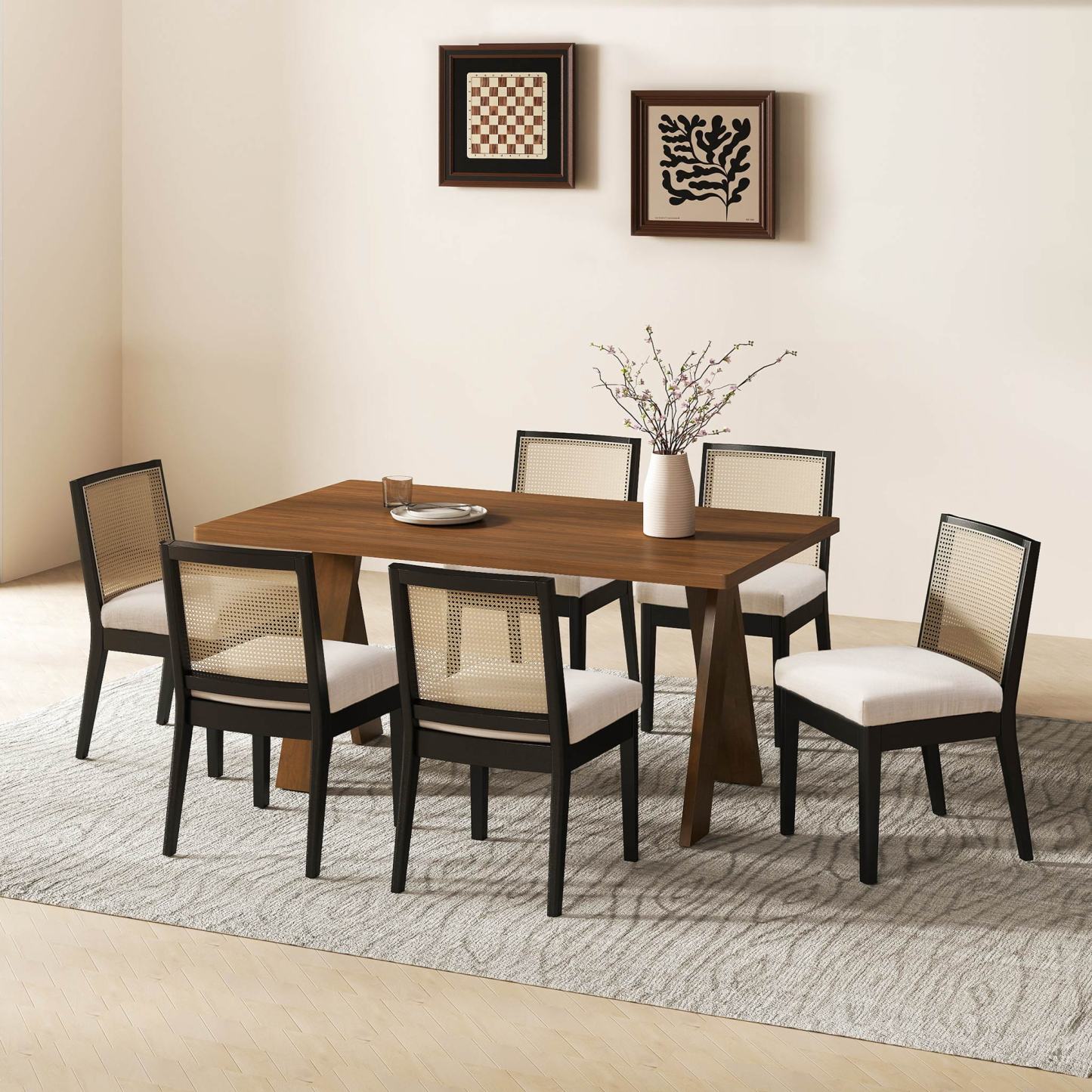 Cross Dining Table Set For 4-6