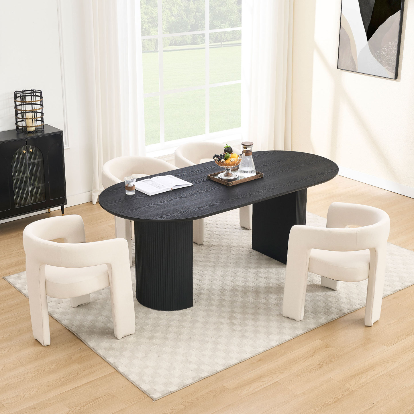 Mateo Oval Dining Table With Dove Chairs Set