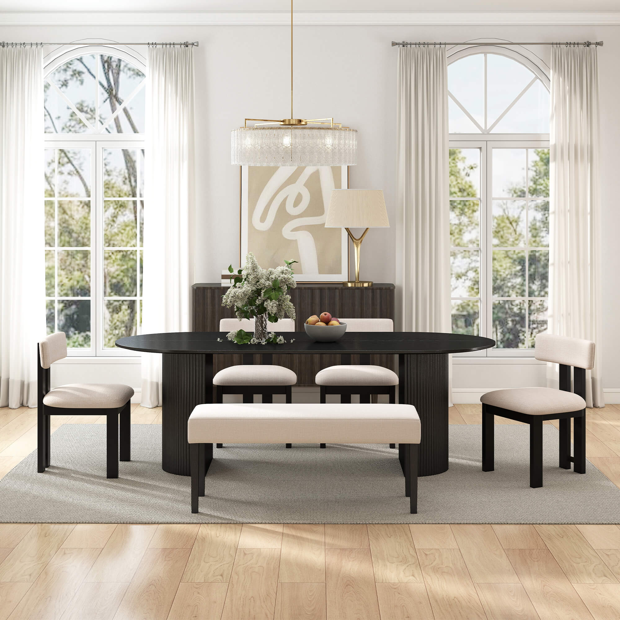 Mateo Oval Dining Table With Payson Chairs Set