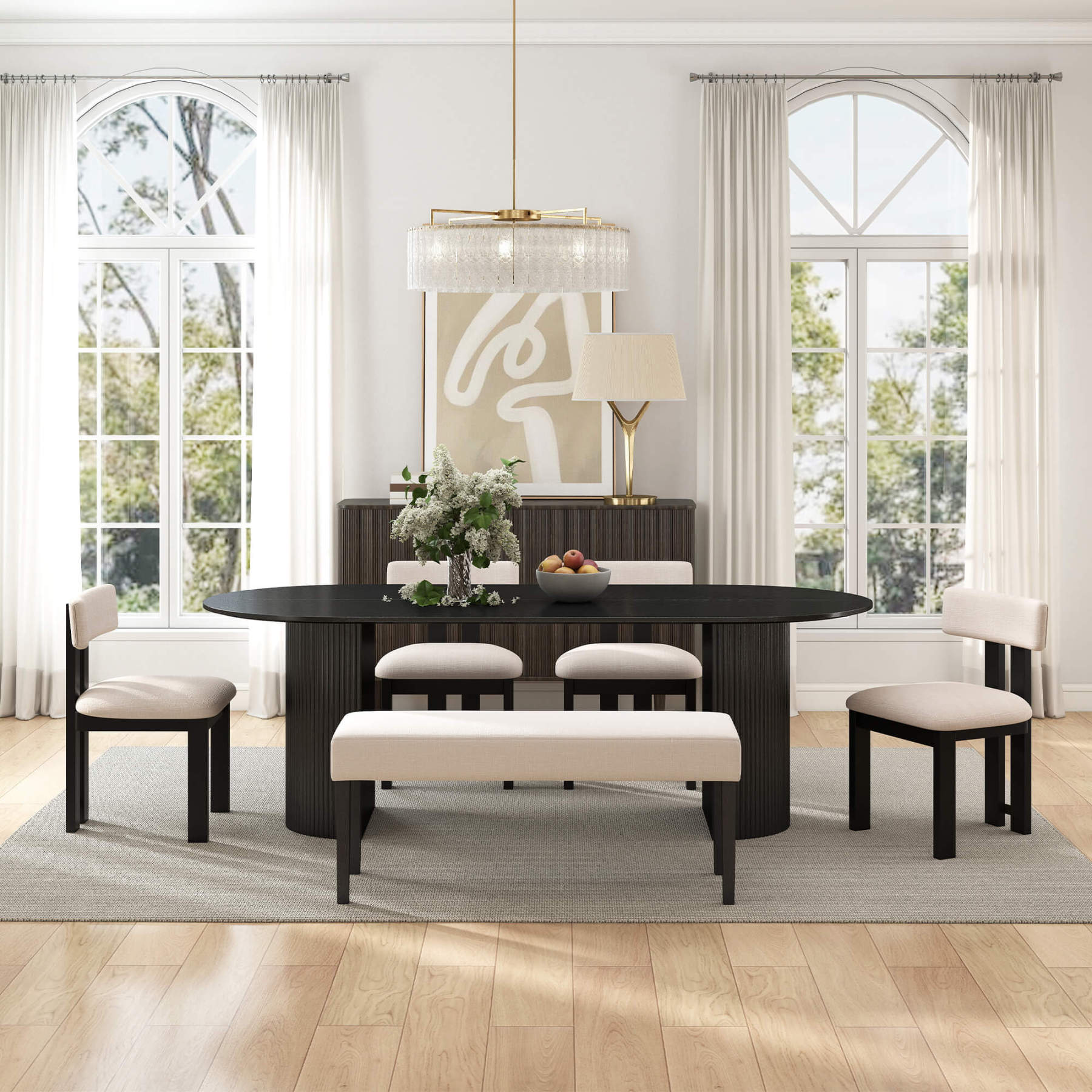 Mateo Oval Dining Table With Payson Chairs Set