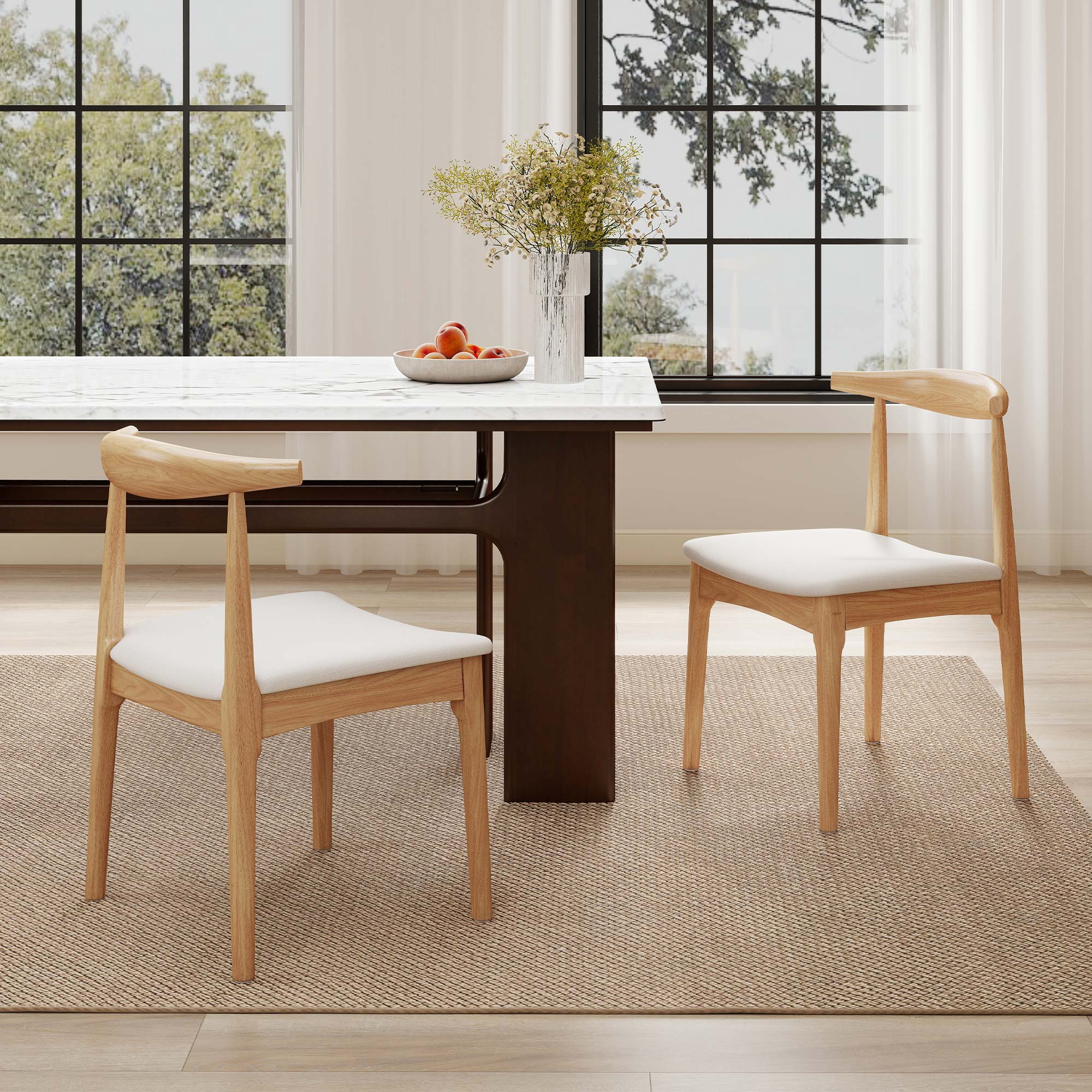 63'' Cultured Marble Top Dining Table Set, Dining Room Tabl…