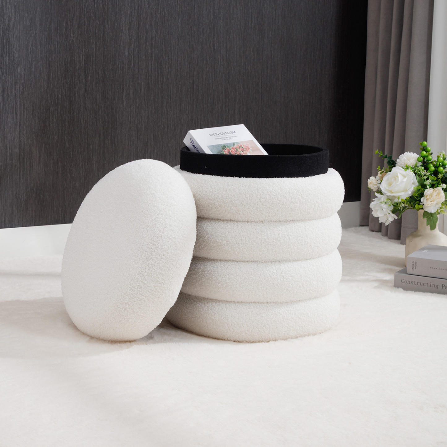 Teddy 15'' Round Storage Ottoman Bench