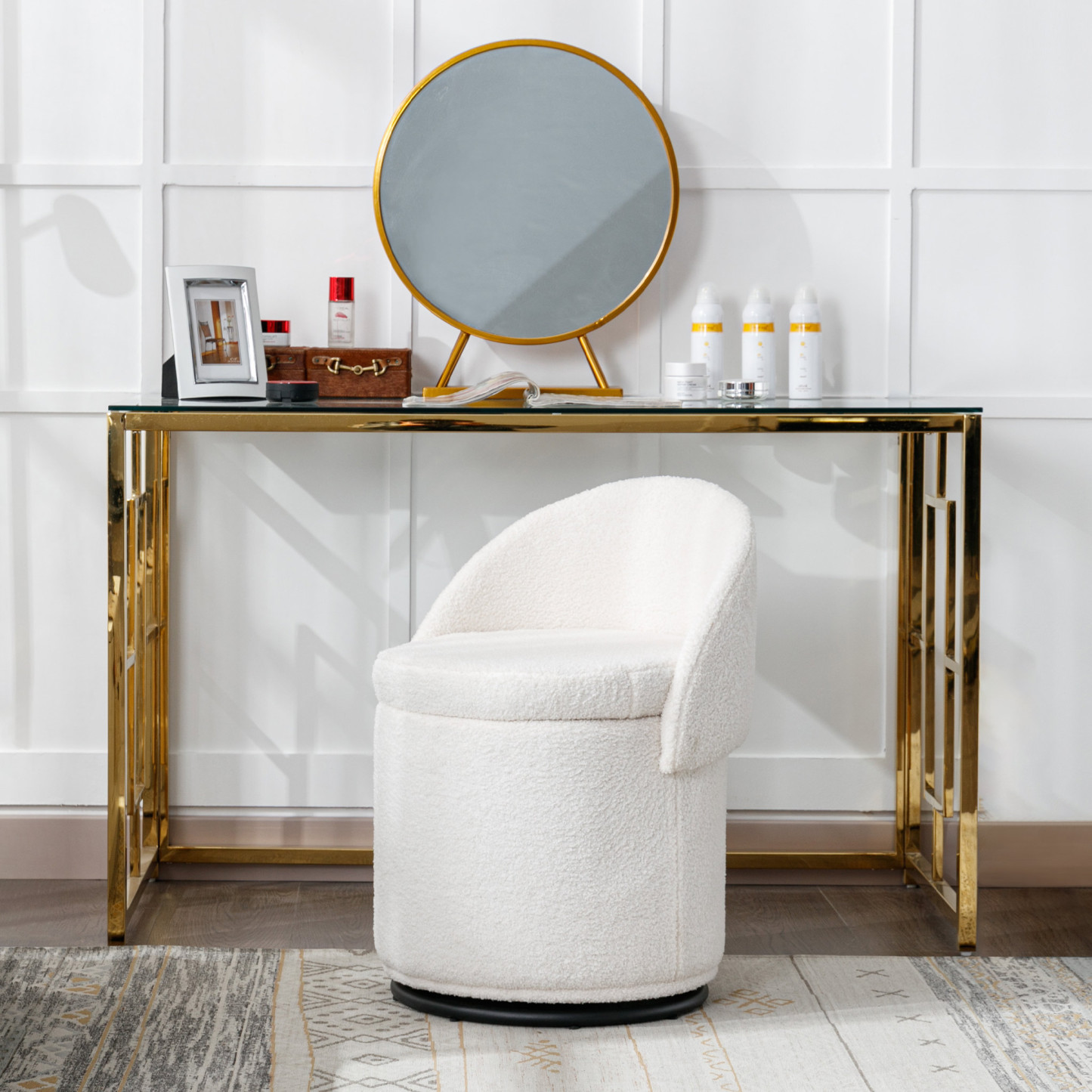 Round Storage Swivel Chair