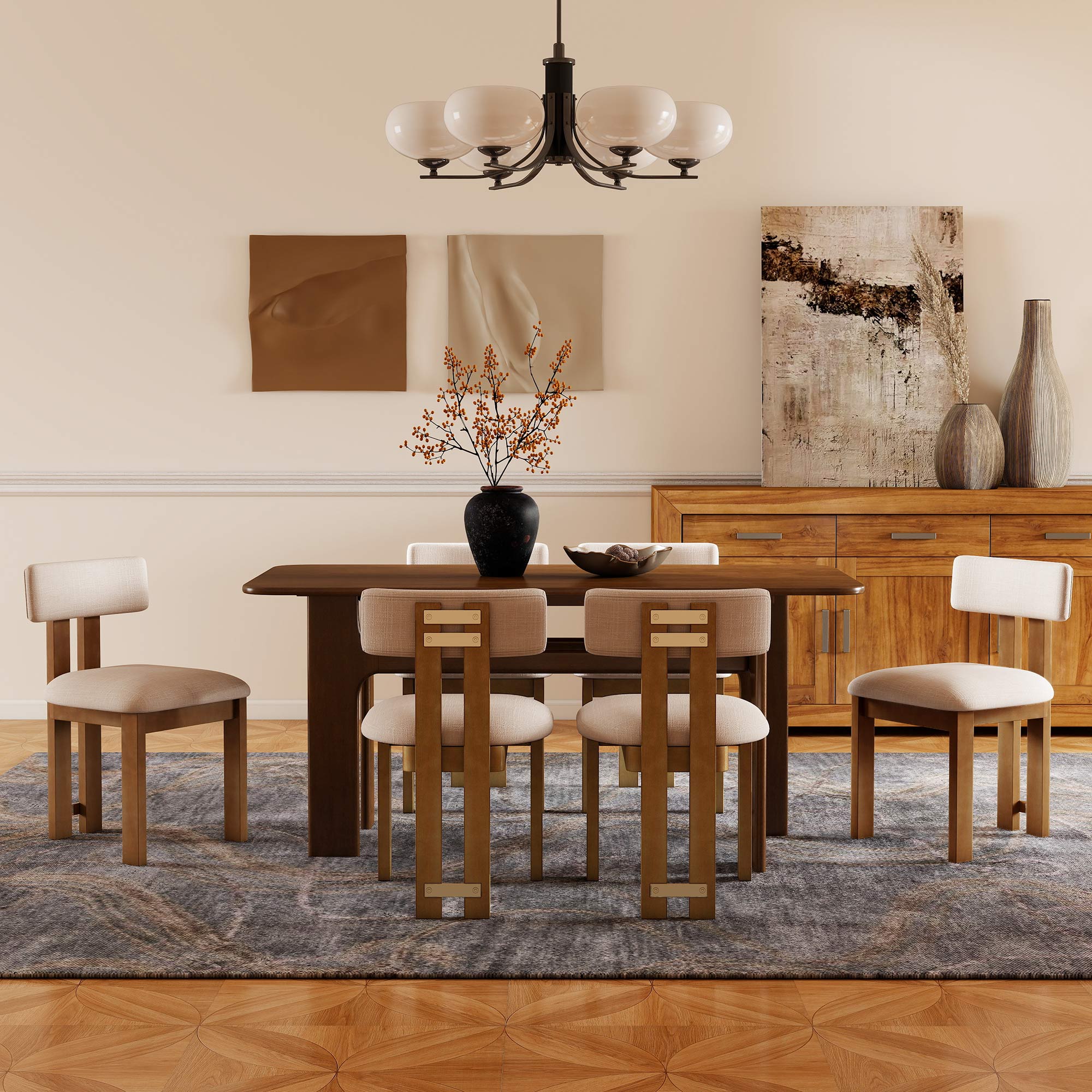 Leon 63'' Wooden Dining Table Set