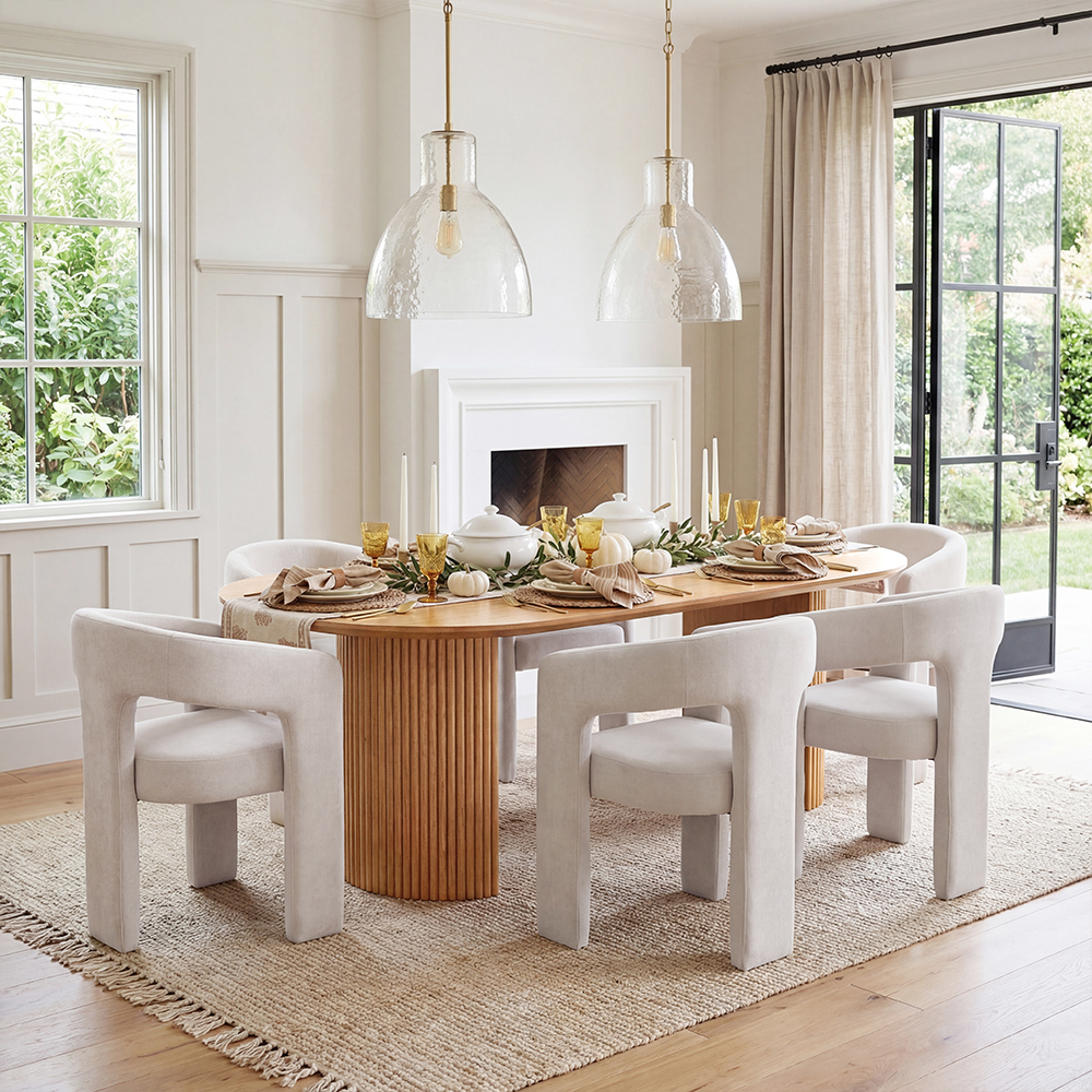 Mateo Oval Dining Table With Dove Chairs Set