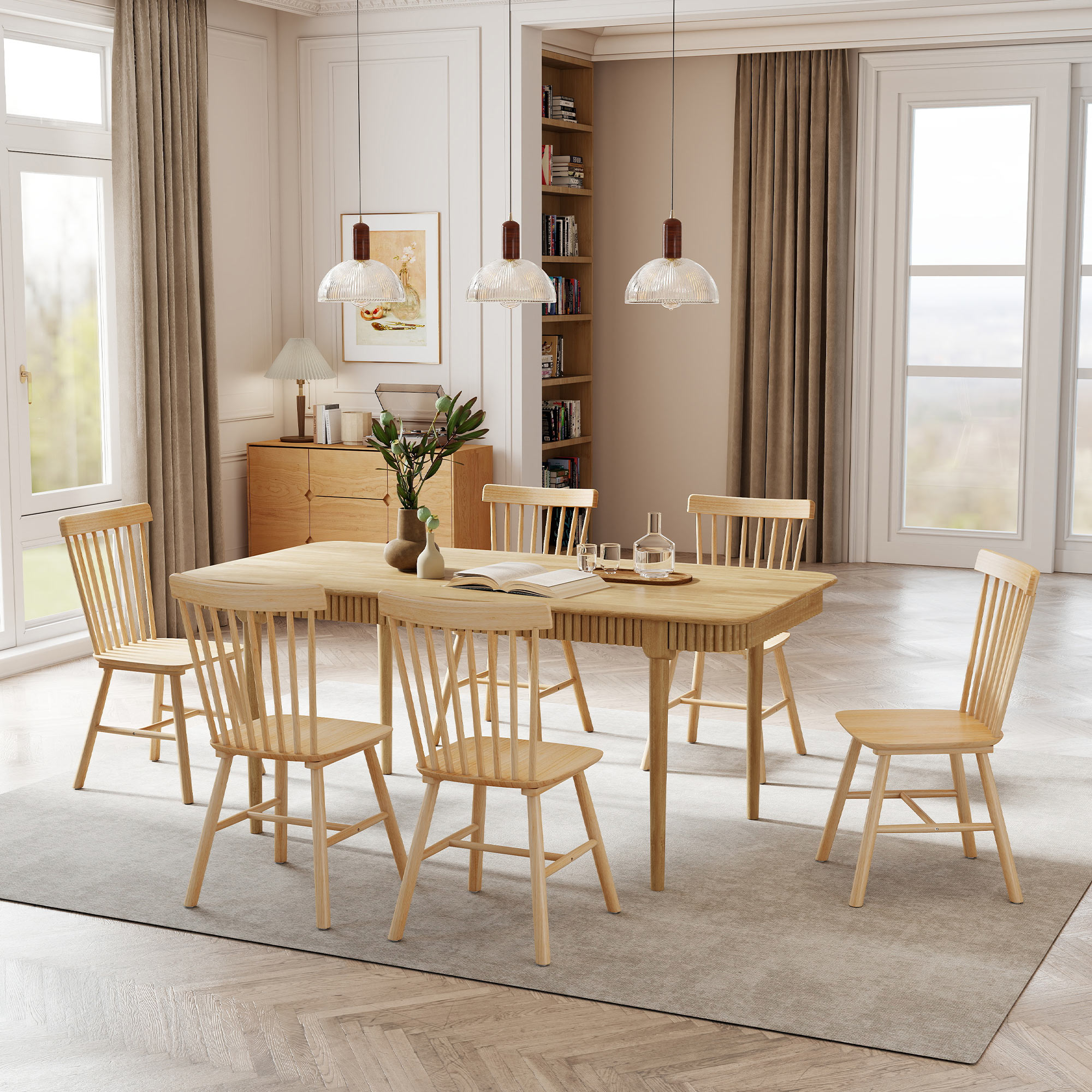 James 63'' Rectangular Dining Table Set for 4-6