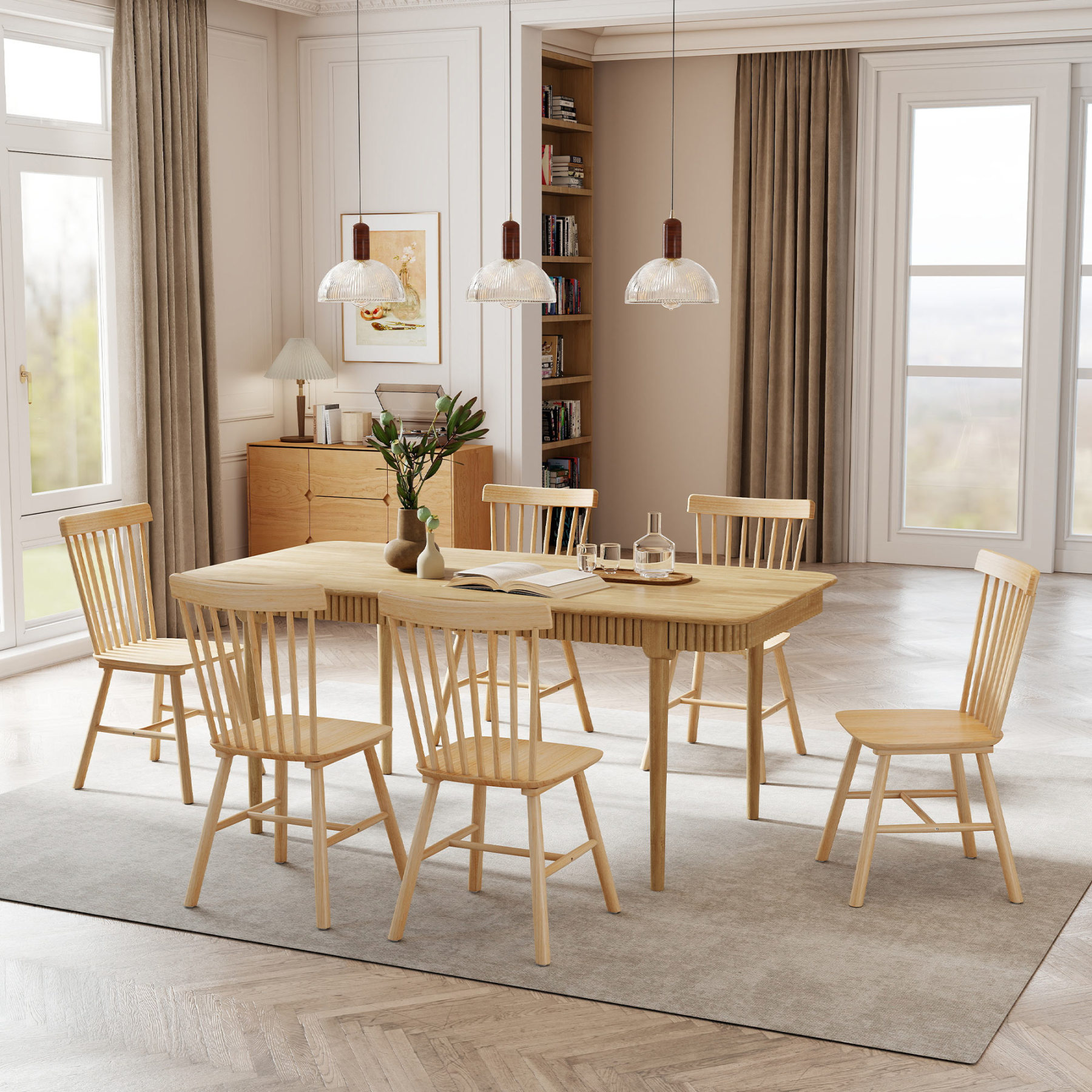 James 63'' Rectangular Dining Table Set for 4-6