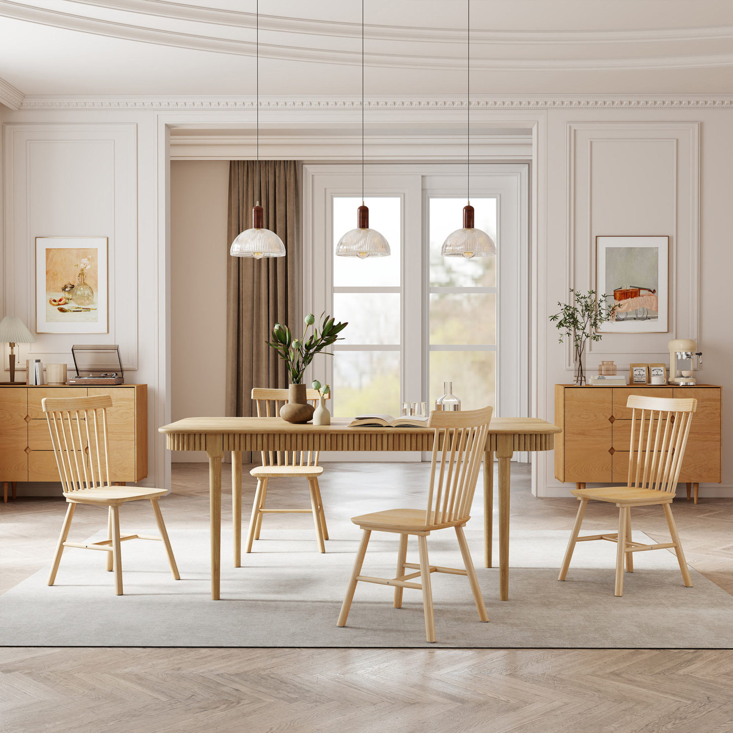 James 63'' Rectangular Dining Table Set for 4-6