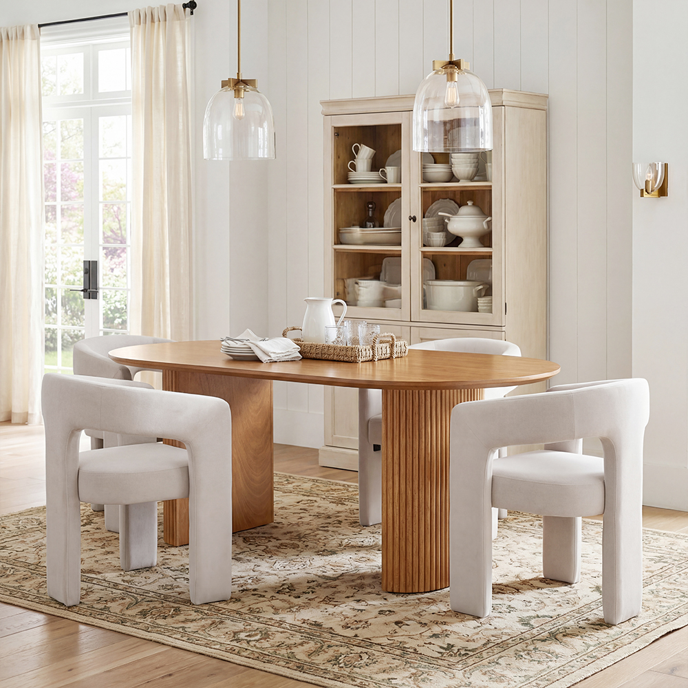 Mateo Oval Dining Table With Dove Chairs Set