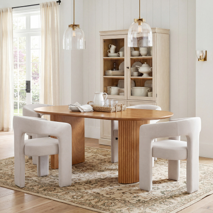 Mateo Oval Dining Table With Dove Chairs Set