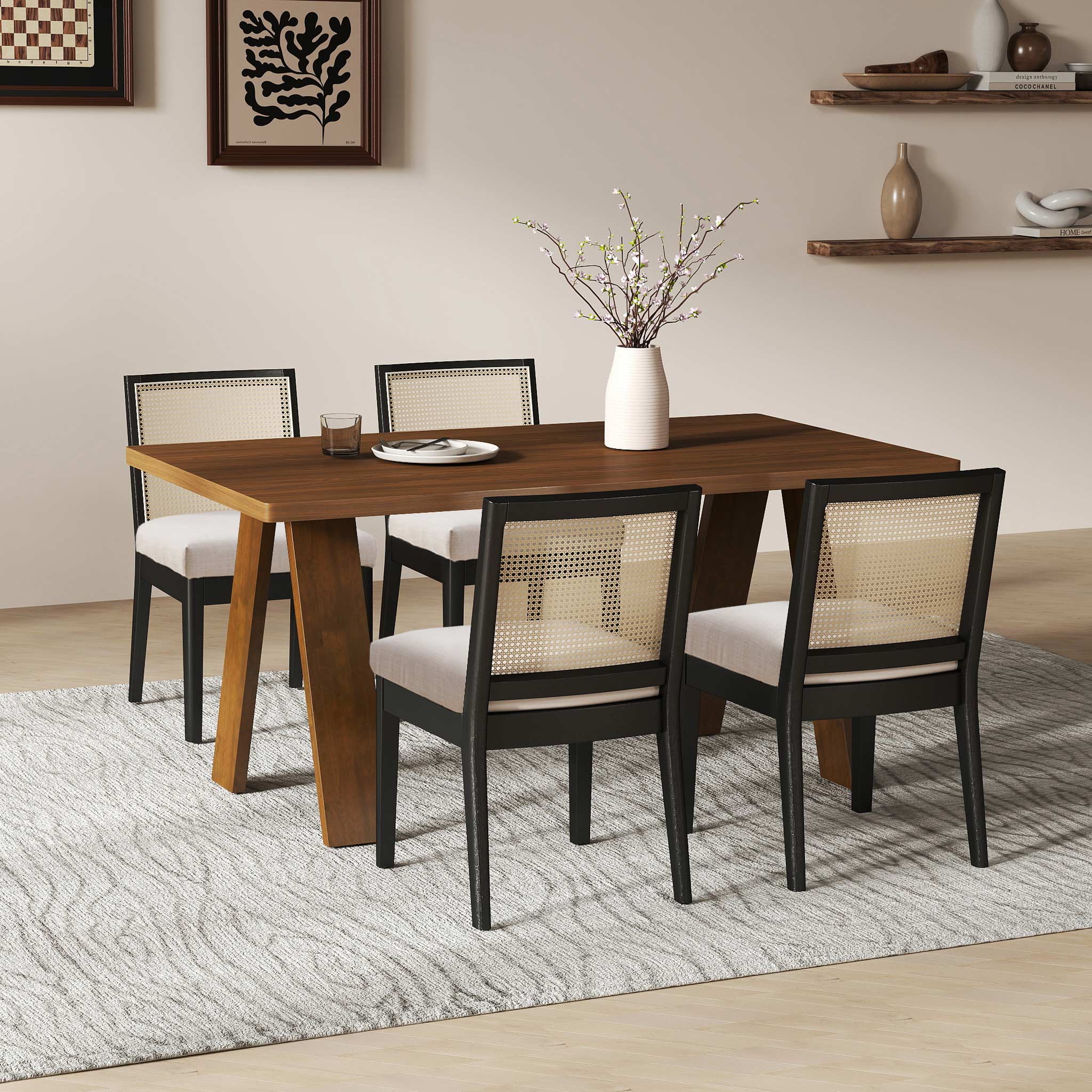 63'' Cross Wooden Dining Table