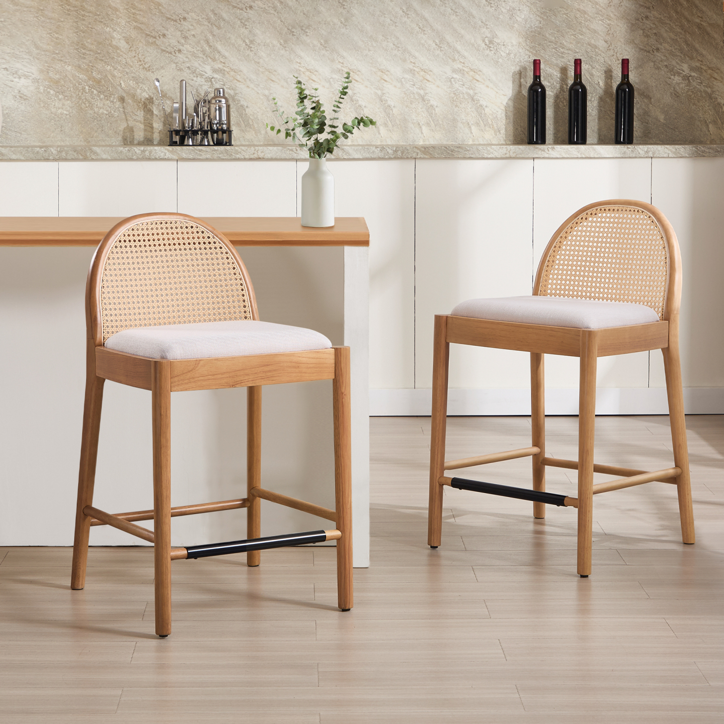 Salem Rattan Bar Stools (Set of 2)
